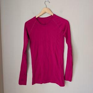 oiselle Fitted Long-Sleeve Crew Top - Fuchsia